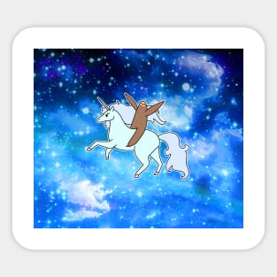 Sloth Riding a Unicorn Night Sky Sticker